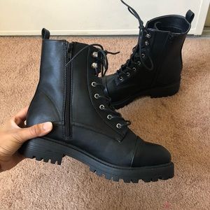 Black combat boots